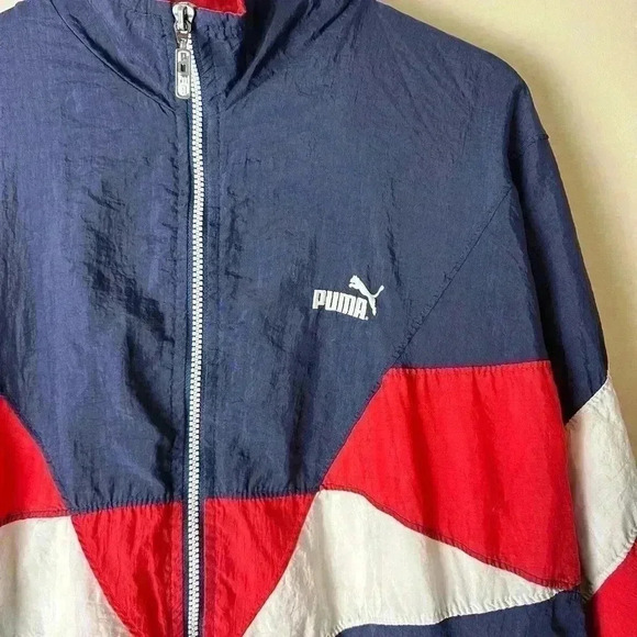 Vintage Puma Colour Blocking Zip-up Light Jacket Large - Picture 3 of 6